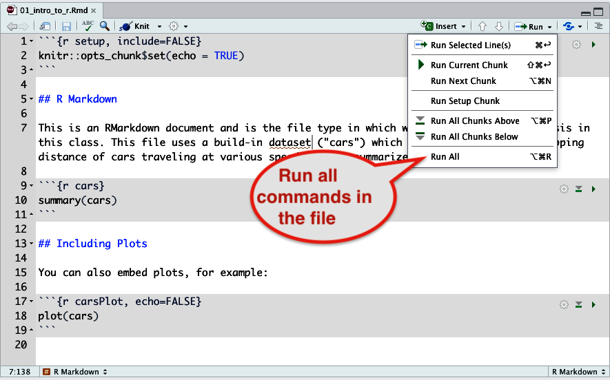 Figure 9. How to run all commands in a file.