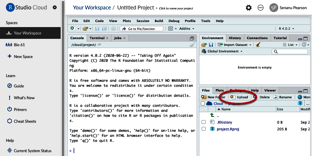 Figure 3. Location of Upload button
