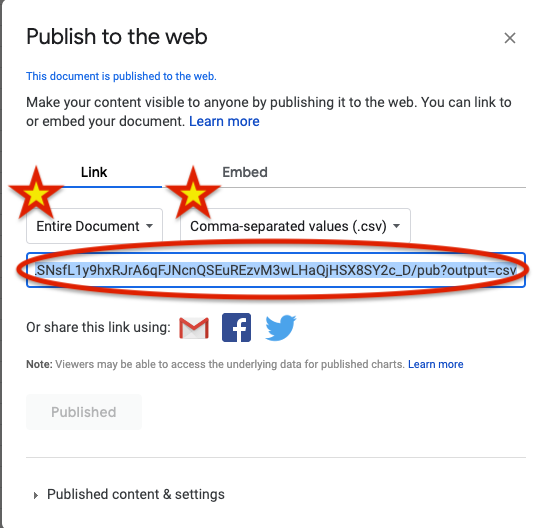 Select to save as .csv file
